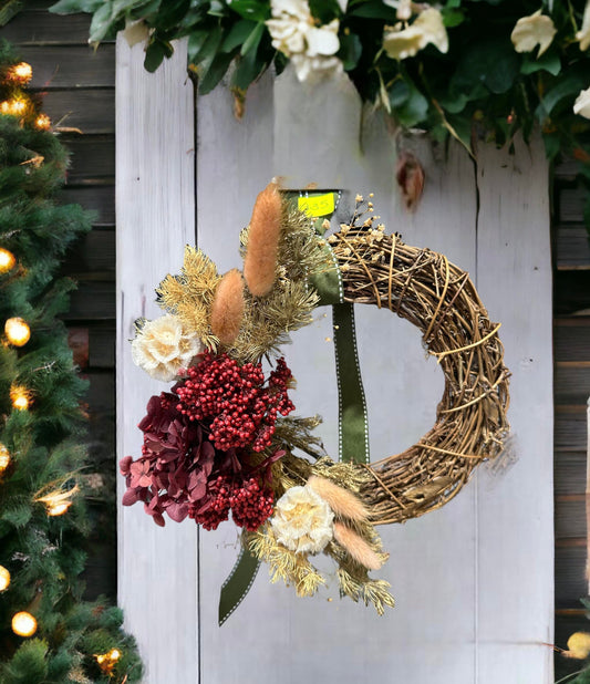 Mini Floral wreath | Red & Neutral