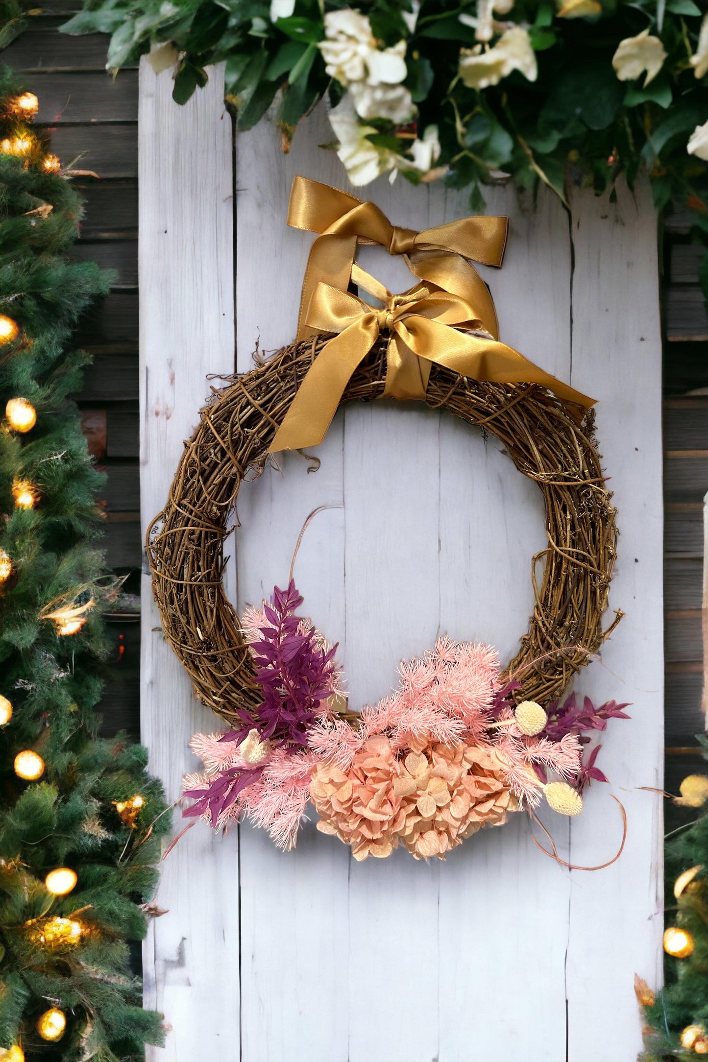 Sml Floral Wreath | Purple & Pastel Pink