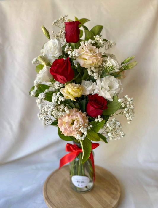 Red Roses & Lisianthus Vase